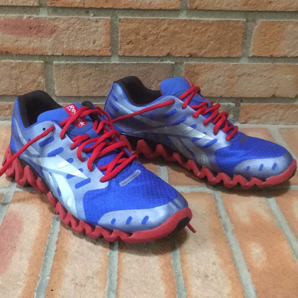 Reebok ZigTech Shark Athletic Running Shoes size 7 Vital Blue/Red